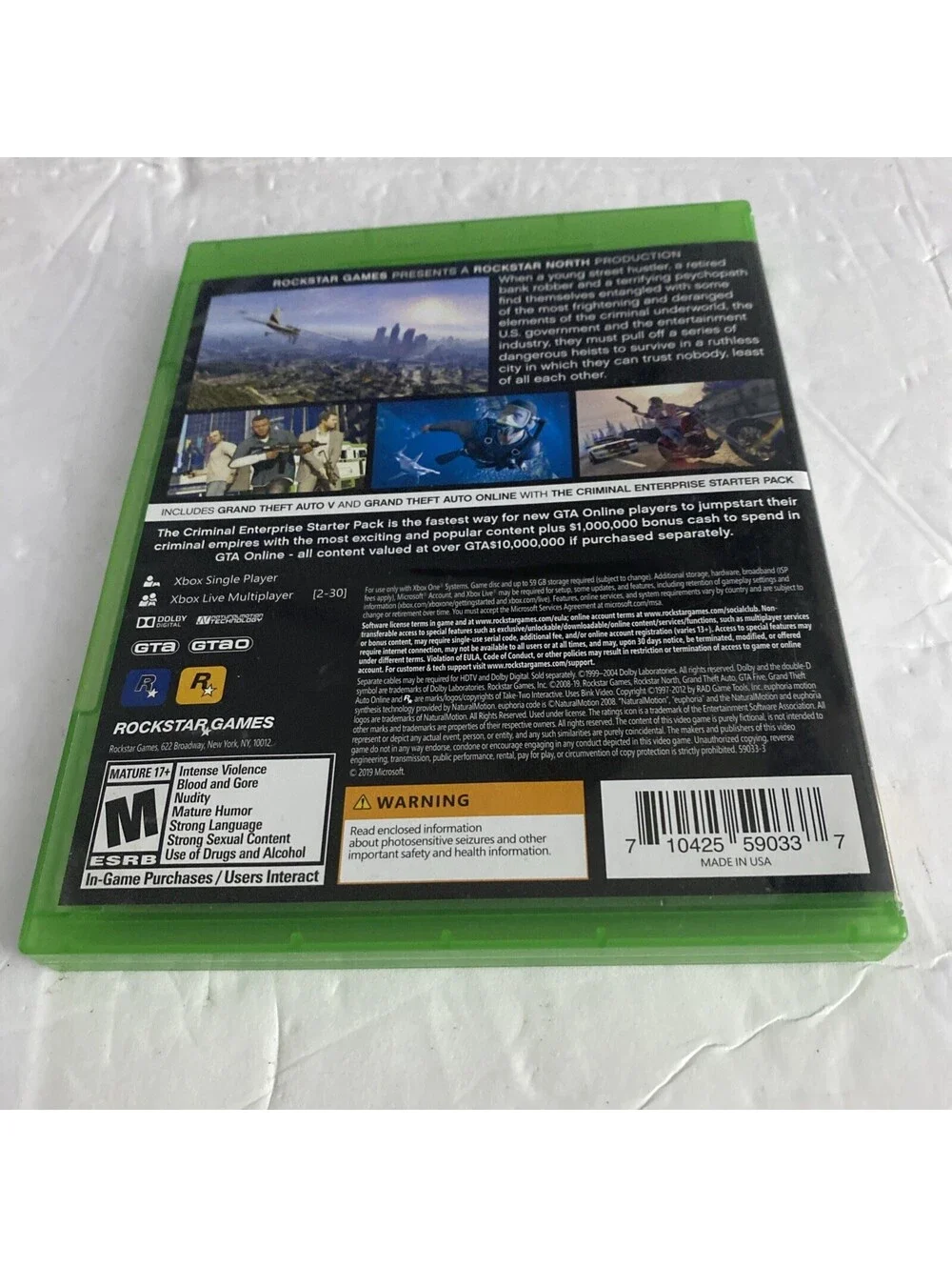 Grand Theft Auto V (Xbox One) Video Game Premium Edition Book,manual Clean Disk